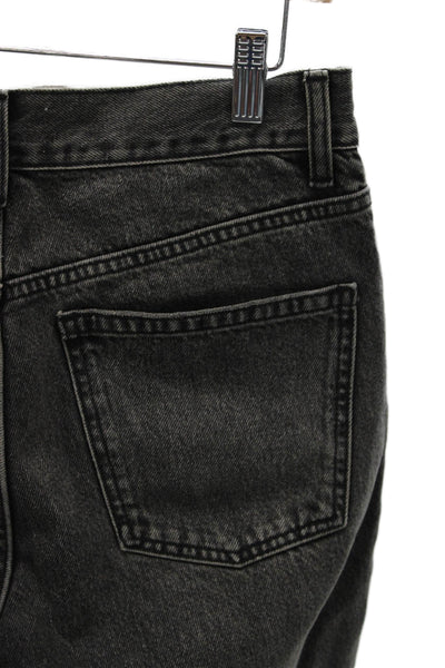 Zara Womens Black Straight Jeans Mid Rise Cotton Button Inseam 30 Size 6