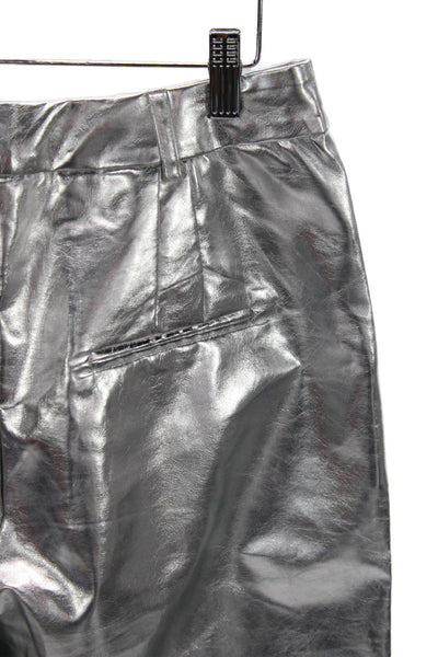 4th Reckless Womens Dress Pants Silver Polyurethane Button Size M