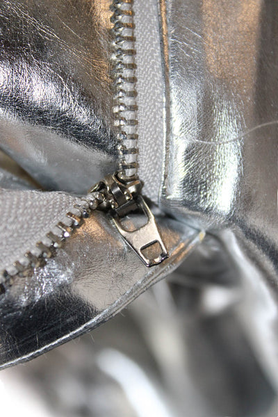 4th Reckless Womens Dress Pants Silver Polyurethane Button Size M
