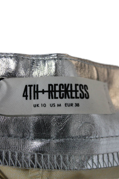 4th Reckless Womens Dress Pants Silver Polyurethane Button Size M
