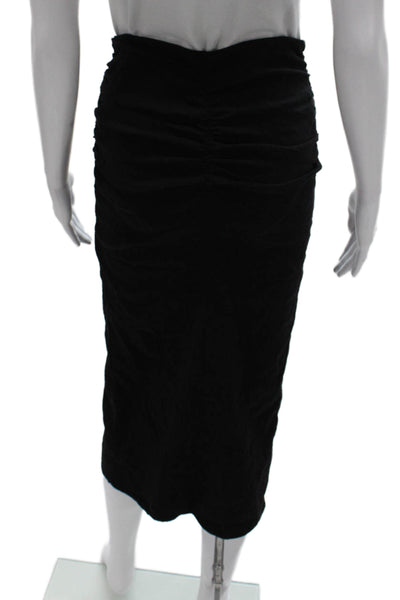 Zara Women Black Straight Pencil Midi Skirt Cotton Zip Size XS