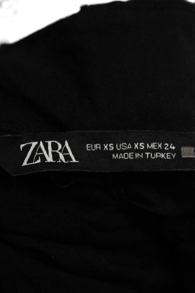 Zara Women Black Straight Pencil Midi Skirt Cotton Zip Size XS