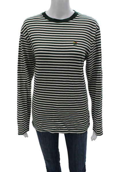 Aime Leon Dore Unisex Green Striped Cotton Crew Neck Long Sleeve T-Shirt Size M