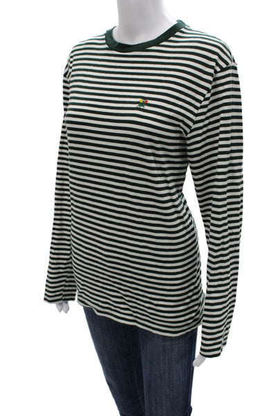 Aime Leon Dore Unisex Green Striped Cotton Crew Neck Long Sleeve T-Shirt Size M