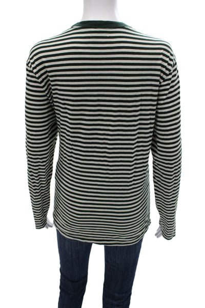 Aime Leon Dore Unisex Green Striped Cotton Crew Neck Long Sleeve T-Shirt Size M
