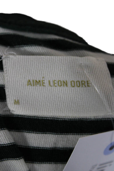 Aime Leon Dore Unisex Green Striped Cotton Crew Neck Long Sleeve T-Shirt Size M
