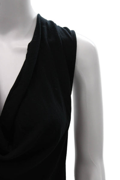 Free-est Women Basic Cowl Neck Sleeveless Viscose Tank Black Size XL