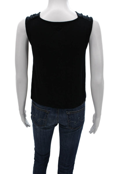 Free-est Women Basic Cowl Neck Sleeveless Viscose Tank Black Size XL