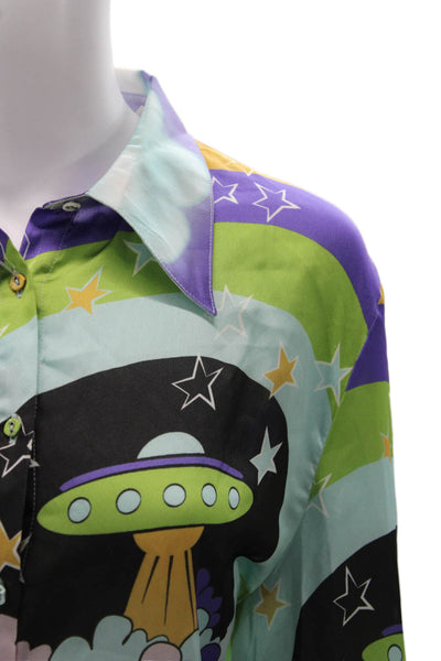 House Of Sunny Womens Multicolor Geometric Button Up Blouse Size 6