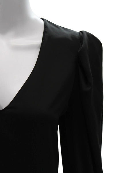 Zara Women Black V-Neck Long Sleeve Basic Blouse Polyester Size XS