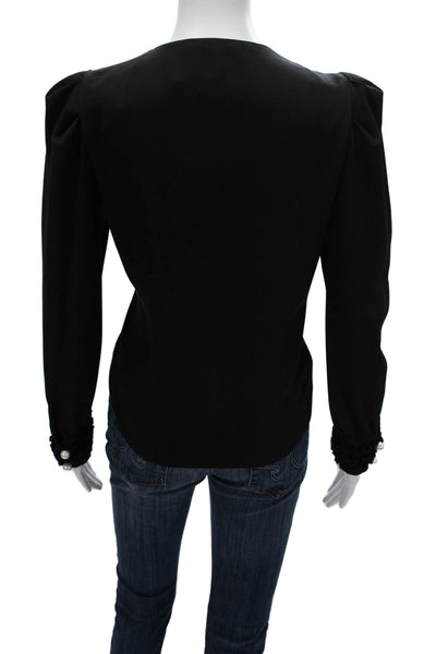 Zara Women Black V-Neck Long Sleeve Basic Blouse Polyester Size XS