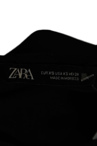 Zara Women Black V-Neck Long Sleeve Basic Blouse Polyester Size XS