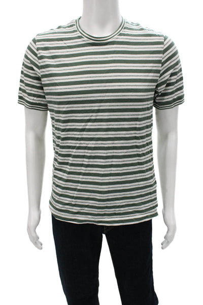 Ted Baker London Mens Striped Round Neck Short Sleeve T-Shirt Green Size 3