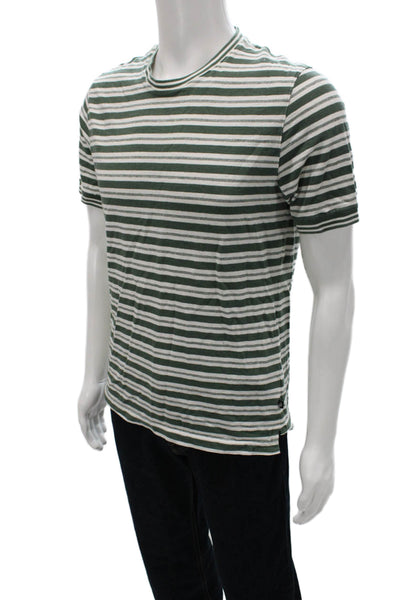 Ted Baker London Mens Striped Round Neck Short Sleeve T-Shirt Green Size 3