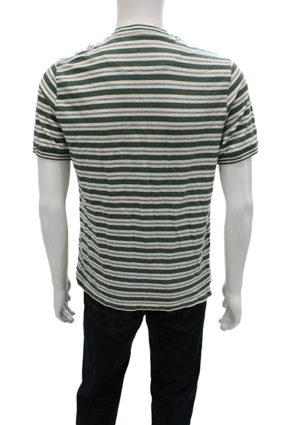 Ted Baker London Mens Striped Round Neck Short Sleeve T-Shirt Green Size 3
