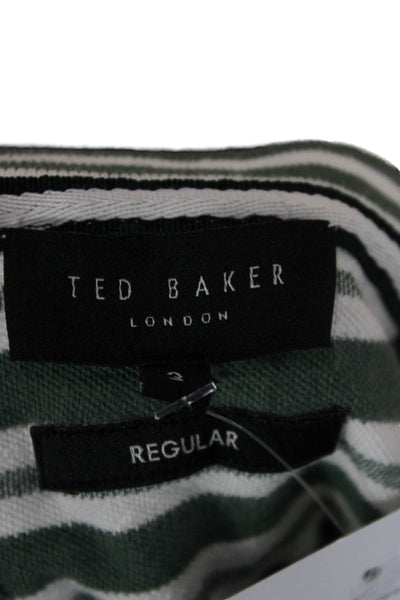 Ted Baker London Mens Striped Round Neck Short Sleeve T-Shirt Green Size 3