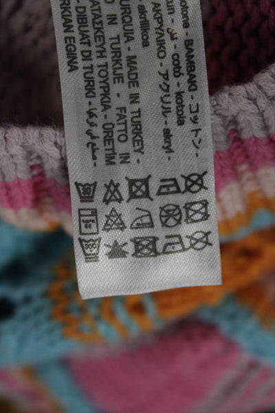 Zara Women Striped Cotton Sweater Vest Multicolor Round Neck Sleeveless Size M