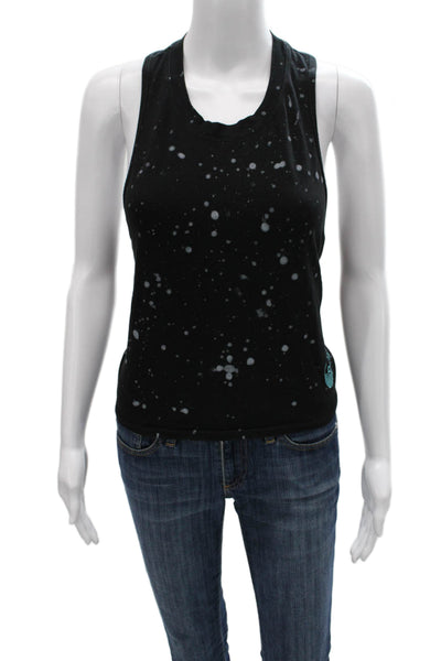 Soul Women Basic Tank Sleeveless Pima Cotton Black Spotted Round Neck Size XS