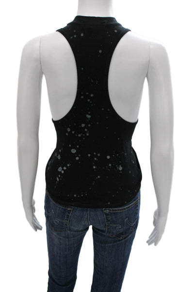 Soul Women Basic Tank Sleeveless Pima Cotton Black Spotted Round Neck Size XS