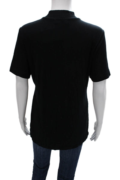 Babaton Womens Basic Mock Neck Rayon Short Sleeve T-Shirt Black Size 1X