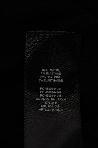 Babaton Womens Basic Mock Neck Rayon Short Sleeve T-Shirt Black Size 1X