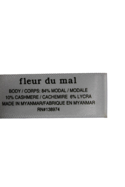 Fleur du Mal Women Basic Modal V-Neck Long Sleeve T-Shirt Black Size XS