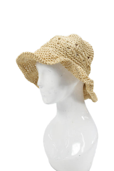 MNG Womens Raffia Summer Bucket Hat Beige Straw One Size