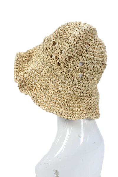 MNG Womens Raffia Summer Bucket Hat Beige Straw One Size