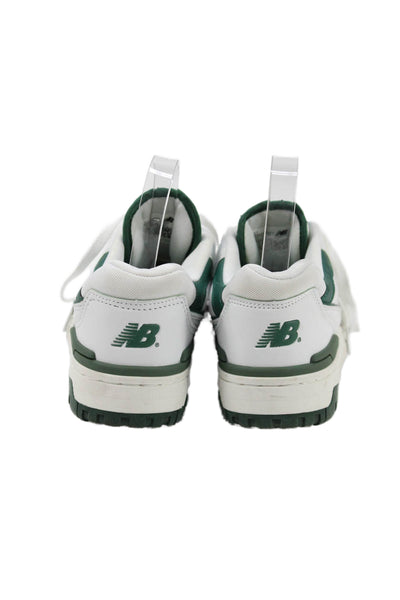 New Balance Womens Lace Up Logo 550 Leather Suede Sneakers White Green Size 6.5