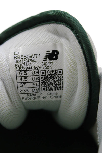 New Balance Womens Lace Up Logo 550 Leather Suede Sneakers White Green Size 6.5
