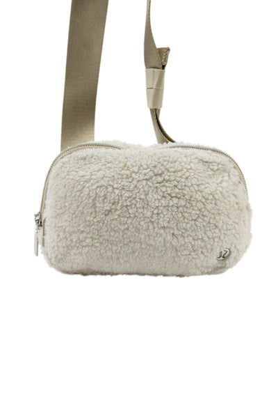 Lululemon Womens Adjustable Strap Zip Top Sherpa Belt Bag Handbag White Brown