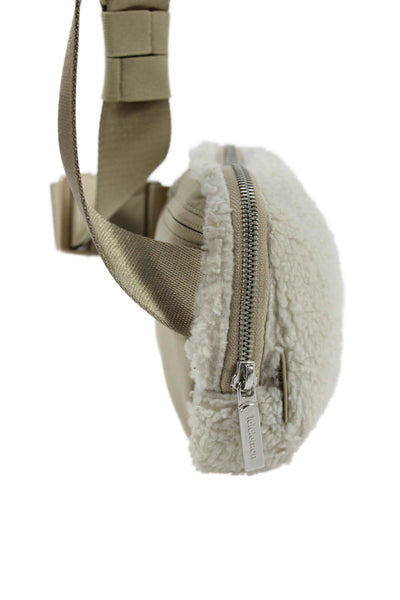 Lululemon Womens Adjustable Strap Zip Top Sherpa Belt Bag Handbag White Brown