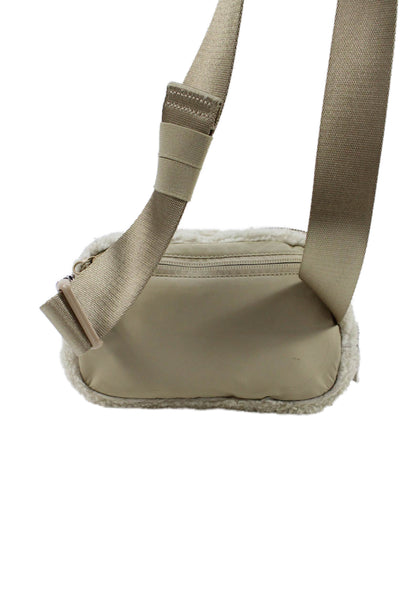 Lululemon Womens Adjustable Strap Zip Top Sherpa Belt Bag Handbag White Brown