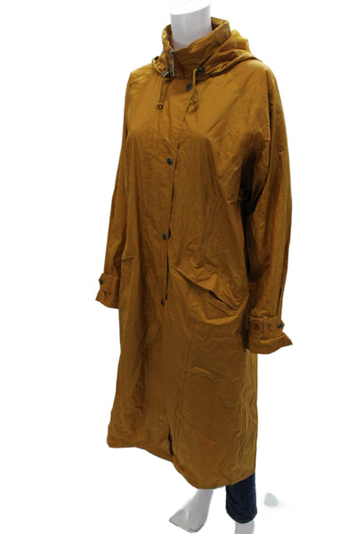 Agu Masala Women Gold Rain Coat Polyamide Button Long Sleeve Size 38