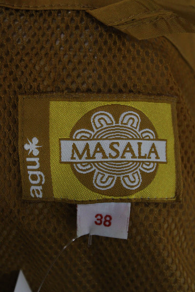 Agu Masala Women Gold Rain Coat Polyamide Button Long Sleeve Size 38