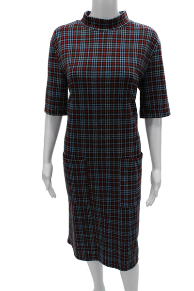 Zara Womens Sheath Dress Multicolor Mock Neck Half Sleeve Knee Length Size M