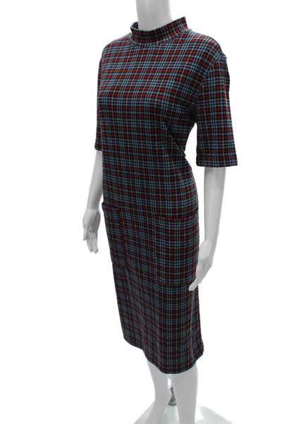 Zara Womens Sheath Dress Multicolor Mock Neck Half Sleeve Knee Length Size M