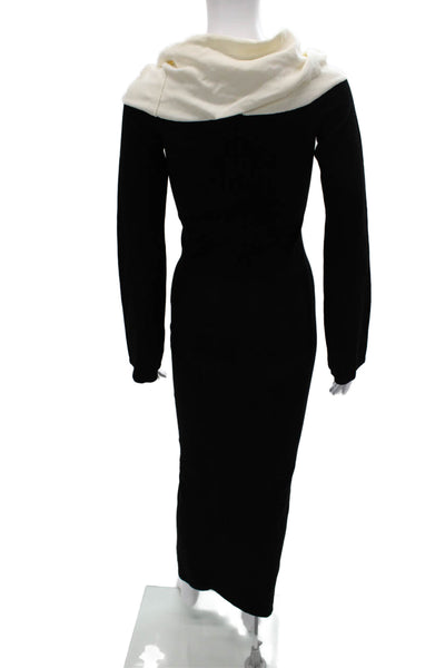 Meshki Women Bodycon Black Viscose Cowl Neck Long Sleeve Long Dress Size S