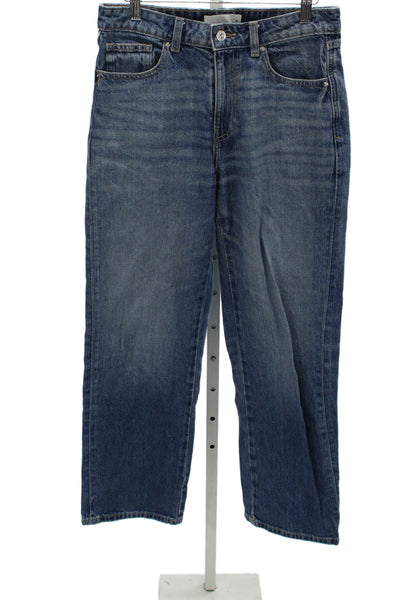 Zara Women Straight Jeans Blue High Rise Cotton Size 6