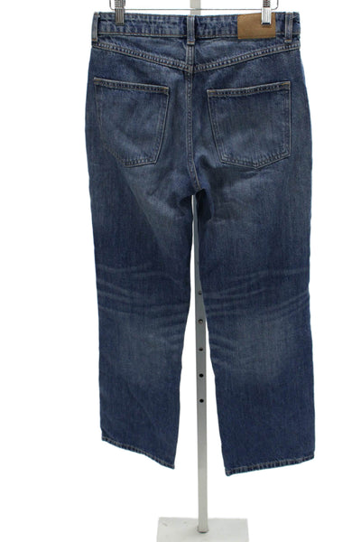 Zara Women Straight Jeans Blue High Rise Cotton Size 6