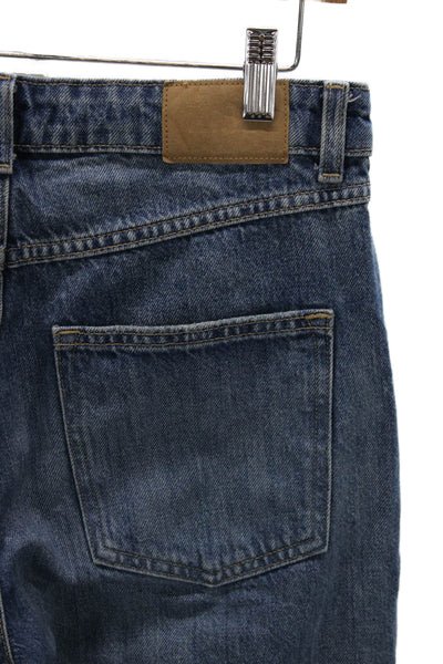 Zara Women Straight Jeans Blue High Rise Cotton Size 6
