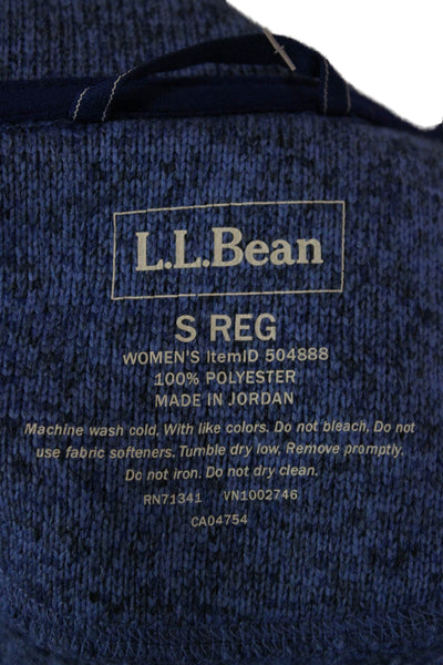 LL Bean Womens Blue Flecked Basic Jacket Zip Long Sleeve Polyester Size S