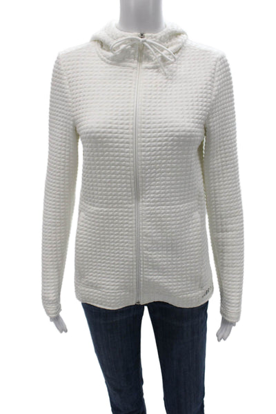 Nobull Women Track Jacket White Geometric Polyester Zip Long Sleeve Size S