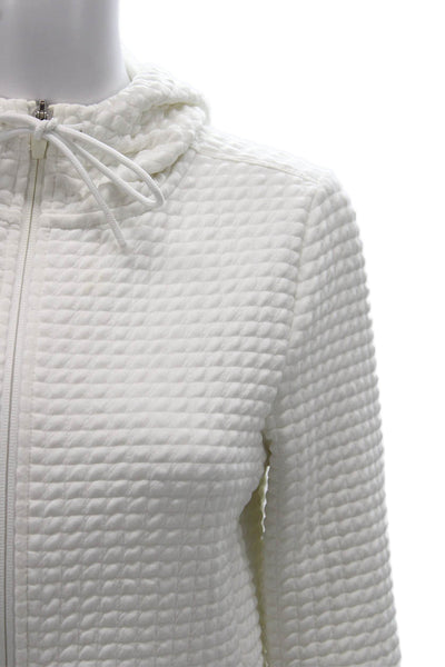 Nobull Women Track Jacket White Geometric Polyester Zip Long Sleeve Size S