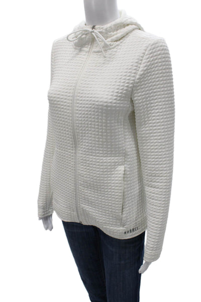 Nobull Women Track Jacket White Geometric Polyester Zip Long Sleeve Size S