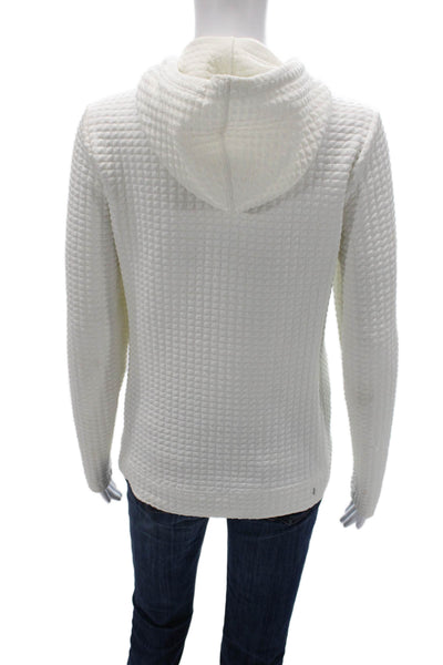 Nobull Women Track Jacket White Geometric Polyester Zip Long Sleeve Size S