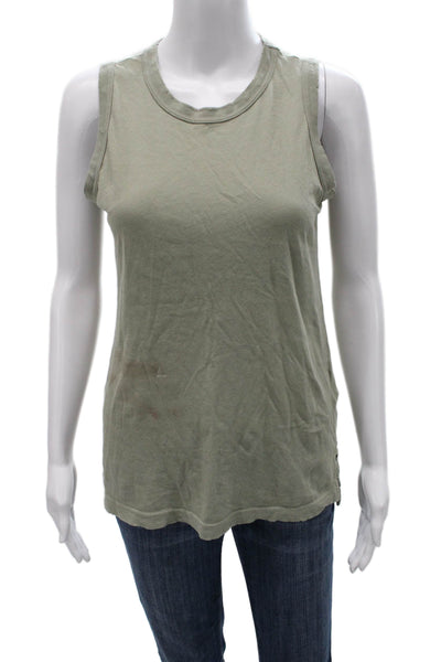 Current/Elliott Womens Basic Sleeveless Cotton Tank Green Round Neck Size 0