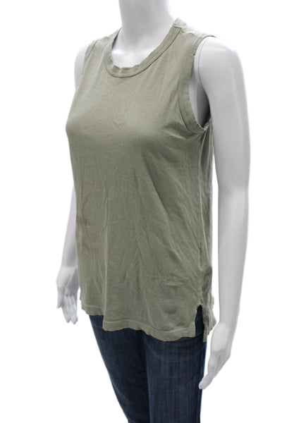 Current/Elliott Womens Basic Sleeveless Cotton Tank Green Round Neck Size 0