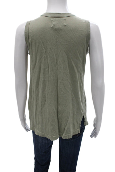 Current/Elliott Womens Basic Sleeveless Cotton Tank Green Round Neck Size 0