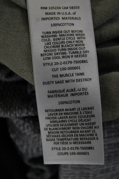 Current/Elliott Womens Basic Sleeveless Cotton Tank Green Round Neck Size 0